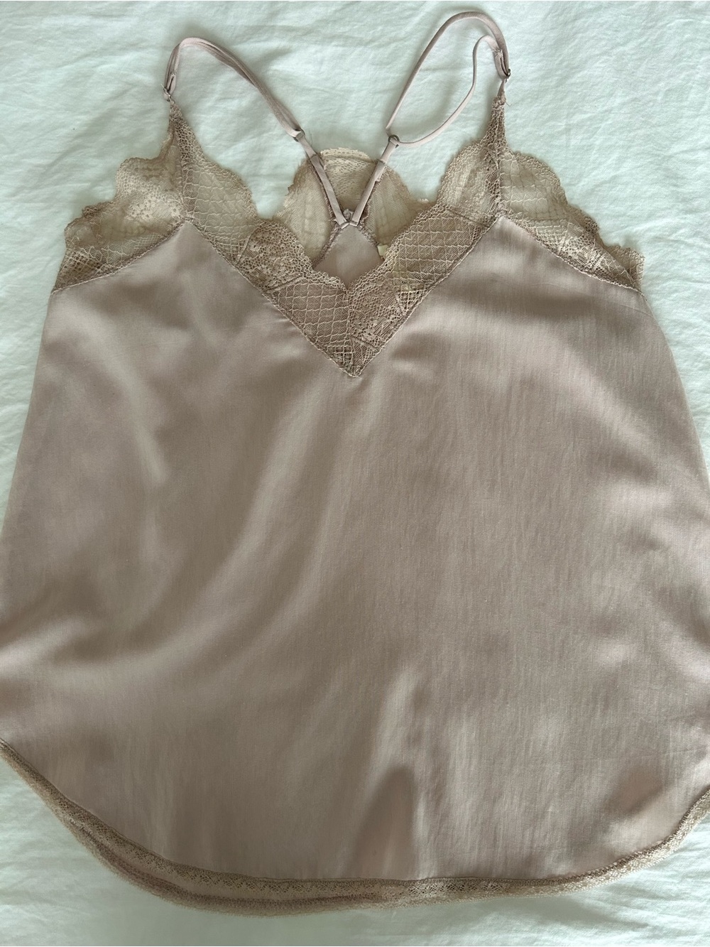 lovestitch Blush Lace-Trim Satin Camisole (new - never worn)